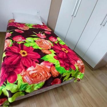 Imagem de Cobertor Soft Microfibra Solteiro Estampa Floral Marrom  2m x 1,80m - 