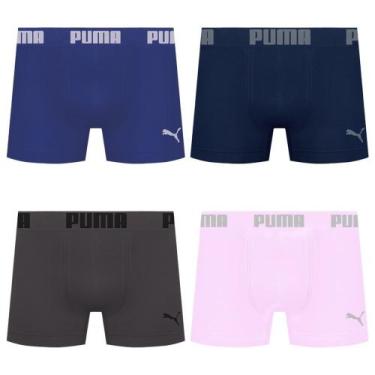 Imagem de Kit 4 Cuecas Puma Boxer Sem Costura Masculina, Marinho, Rosa, G