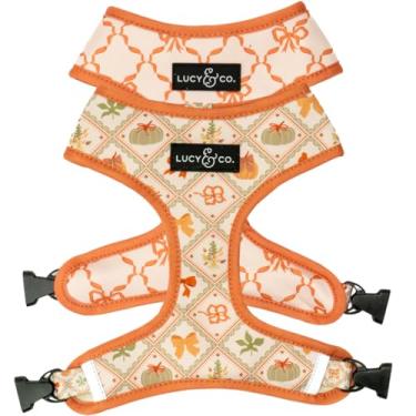 Imagem de Lucy & Co. Peitoral reversível fofo para cães – Melhor designer para animais de estimação PP – GG – Colete acolchoado ajustável para caminhar facilmente – PP, laranja, creme de abóbora