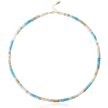 Imagem de Colares de contas coloridas para mulheres, colar gargantilha de pedra natural de aço inoxidável com pedras preciosas, colares boêmios, joias de praia para mulheres, presente para meninas, amigas