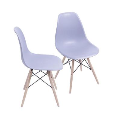 Imagem de Kit 2 Cadeiras Boxbit Dkr Eames Base Em Madeira Cinza