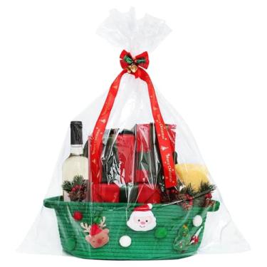 Imagem de Cesta de Natal para presente | Cestas festivas de festa de Natal – Caixa de petiscos para homens e mulheres, aniversário, férias, celebração de inauguração de casa