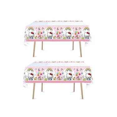Imagem de AQHOFSV 2 peças de capas de mesa retangulares de plástico para gatos, toalha de mesa para gatos, perfeita para celebrações de aniversário e decorações de festa (xadrez E)