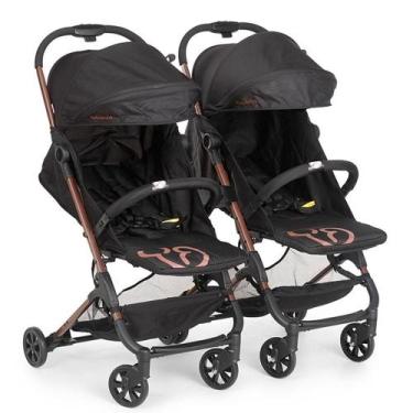 Imagem de Carrinho De Bebê Para Gêmeos Galzerano Duolee De 0 Meses Até 15kg Pret