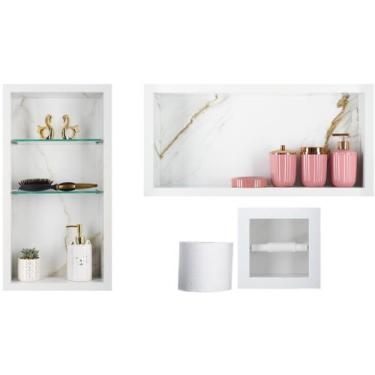 Imagem de Nicho Em Porcelanato Polido Para Banheiro - kit com 3 peças  ( Calacat