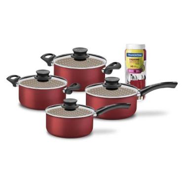 Imagem de Jogo Tramontina Panelas 4 Pç E Faqueiro 30 Peças Vermelho