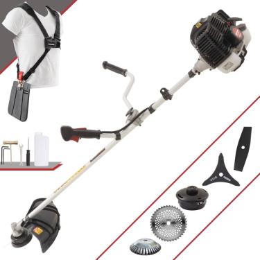 Imagem de Roçadeira KW52LE Kawashima À Gasolina 52cc 2,5HP 5 Em 1 Com Carretel + Faca 2 Pontas + Faca 3 Pontas + Faca 40 Dentes Vídea + Escova de Aço Circular