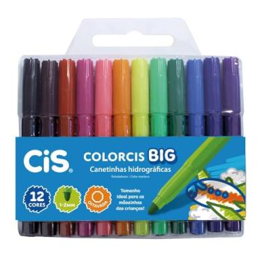 Imagem de Canetinhas Hidrográficas, CIS, Jumbo 207.6800, Multicor, pacote de 12