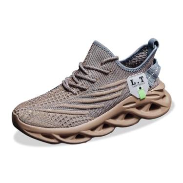 Imagem de EGMPDA Tênis masculino de corrida, tênis de caminhada, leve, respirável, para academia, trabalho, casual, sola macia, antiderrapante, calçados atléticos, Marrom, 46