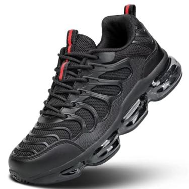 Imagem de Srenket Tênis de corrida masculino, com almofada de ar, tênis de caminhada, moda, casual, antiderrapante, respirável, trilha, esporte, academia, Preto, 45