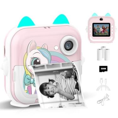 Imagem de Câmera de impressão instantânea para crianças, presentes de aniversário de Natal para meninas e meninos, câmera digital de selfie com vídeos 1080p, brinquedo portátil para meninas de 10 anos com papel