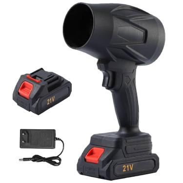 Imagem de Soprador de folhas, soprador de folhas elétrico de 21 V sem fio com bateria e carregador, mini limpador de poeira Turbo Jet Blower portátil, sopradores de folhas portáteis leves para cuidados com o