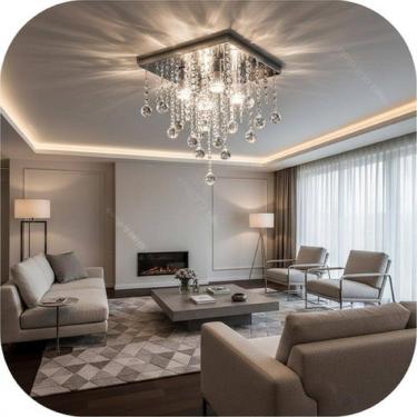 Imagem de Lustre Para Cozinha, Sala, Quarto, Hall Em Cristal Base30x30