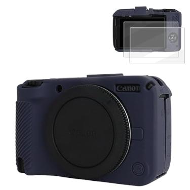 Imagem de VOVMOEYA Capa de silicone para câmera digital Canon EOS R50 v com 2 peças de protetor de tela temperado de 0,25 mm e capa protetora Canon eos r50v