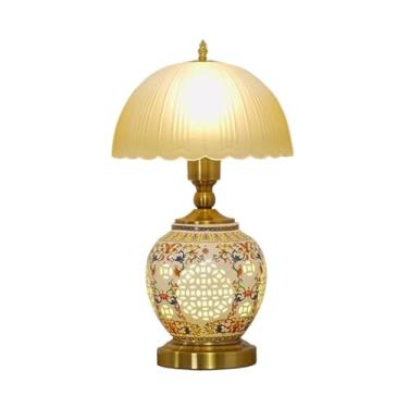 Imagem de Abajur de cabeceira Abajur de mesa cabeceira com recorte em cerâmica e design tradicional, luminária decorativa