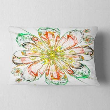 Imagem de Designart Perfect Shiny Fractal Flower in Red Green' Floral Throw Lombar Sala de Estar, Sofá, Almofada de Alta Qualidade + Capa de Almofada Estampada em ambos os lados 30,5 x 50,8 cm