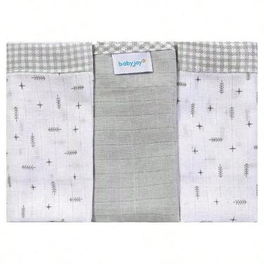 Imagem de Pano de Boca para Bebê 03 Unidades Baby Joy Clássicos, Flechas Cinza