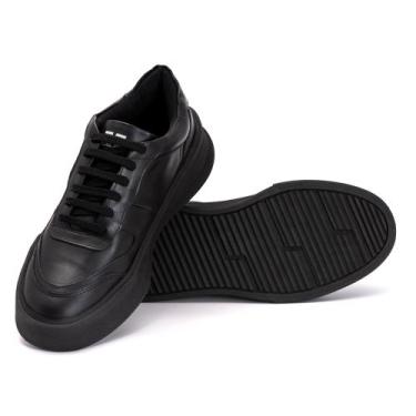 Imagem de Sapatenis Masculino Casual Em Couro Pettinari, Preto, 40
