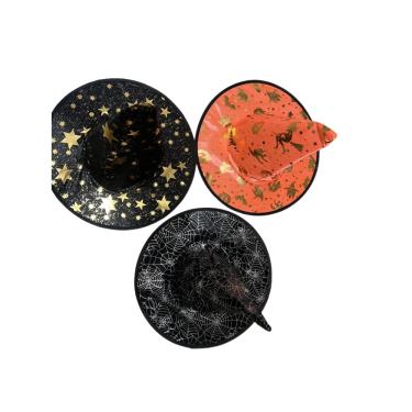 Imagem de Chapéu de Bruxa Infantil Halloween Laranja Preto Dourado Sortido - Festive