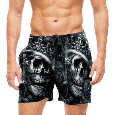 Imagem de Short Praia Shorts Banho Mauricinho Caveira Ogabel 40 - smoke, Preto, 
