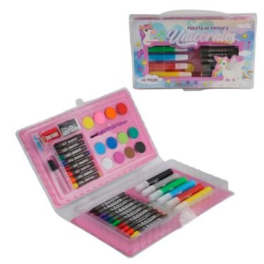 Imagem de Estojo Maleta de Pintura Maleta infantil 42 Peças Unicórnio