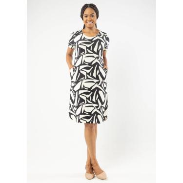Imagem de Vestido Pau a Pique Manga Curta Estampado Preto