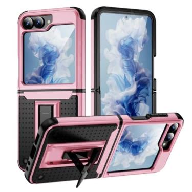 Imagem de Capa rígida de plástico para Galaxy Z Flip5, capa protetora à prova de choque (para Galaxy Z Flip5/preto rosa)