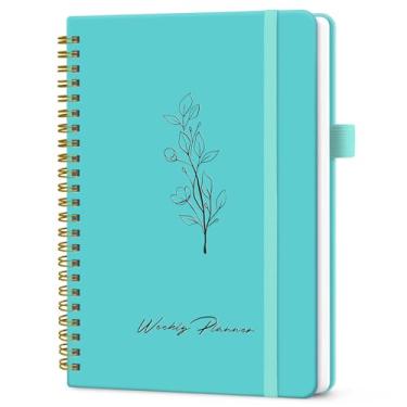 Imagem de Agenda semanal sem data, caderno semanal de tarefas com organizador de metas e hábitos, agenda semanal A5 com encadernação espiral, 15,5 cm x 20,8 cm - água-marinha