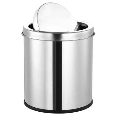 Imagem de Lixeira Inox Banheiro Cesto Tampa Basculante 3 L Escritório