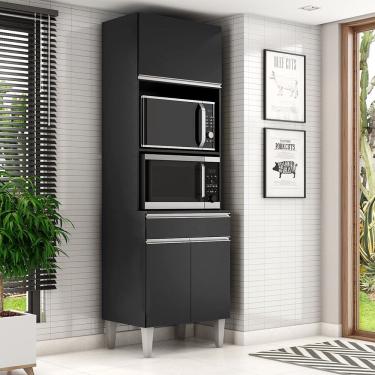 Imagem de Paneleiro Torre Quente C/ 2 Nichos 3 Portas 1 Gavetas - Preto AJL