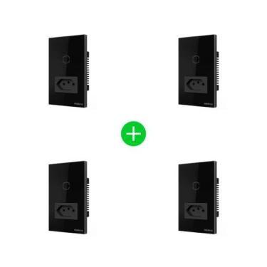 Imagem de Kit Tomada com Interruptor Inteligente ETS 2001 Preto Intelbras - 4 un