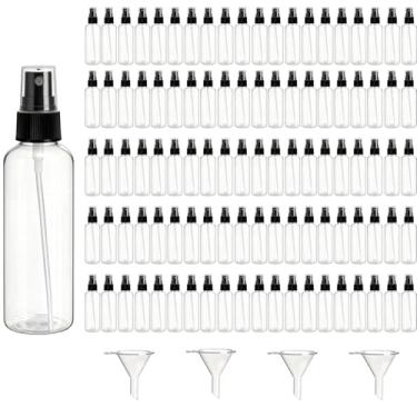 Imagem de patscorai 100 frascos pequenos de spray com pequenos funis, frascos transparentes vazios de névoa fina, mini spray de plástico para perfumes de viagem, óleos essenciais (120 ml)