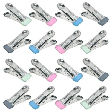 Imagem de Koceci 40 peças de alfinetes de roupas, clipes de aço inoxidável resistentes, clipes de saco de 5 cm para alimentos, prendedores de roupa, clipe de saco de chip com borracha para foto, alimentos