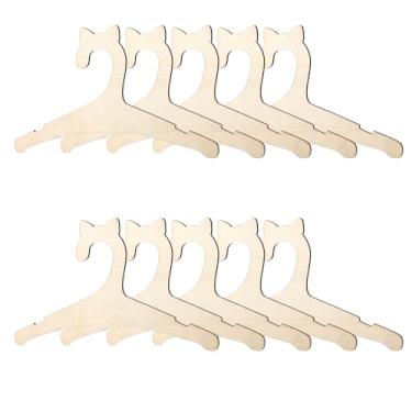 Imagem de Cabides infantis de madeira, pacote com 10 cabides fofos de 23 cm, com orelhas de gato, antiderrapante, cabide infantil de madeira para recém-nascidos, casacos, calças, casacos, roupas