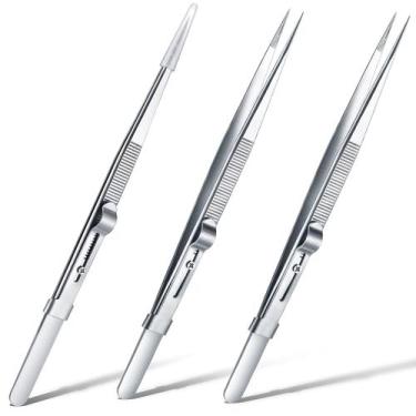 Imagem de Pinças Honoson Diamond Stone 3 peças de aço inoxidável