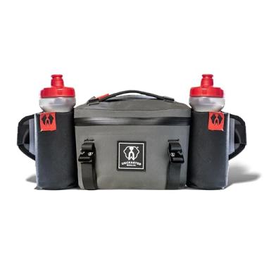 Imagem de Uncharted Supply Co. Park Pack – Bolsa de quadril impermeável para corrida, caminhada, ciclismo – duas garrafas de água, bolsos com zíper, Metálico, 9 x 4.2 x 5.5, 2.8L, Mochila minimalista e discreta