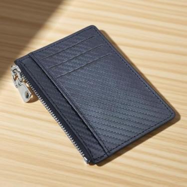 Imagem de Carteira masculina fina – Design xadrez moderno, bolso com zíper, compartimentos espaçosos para cartões – couro PU (preto/marrom/cinza), Cinza, Negócios da moda