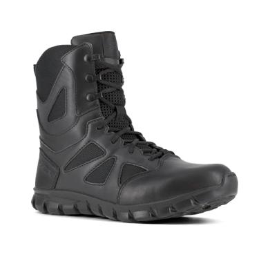Imagem de Reebok Bota tática masculina Rb8805 Sublite Cushion Soft Toe 20.3 cm com zíper lateral, preta, trabalho e segurança, Preto, 10 Wide