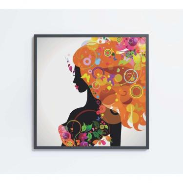 Imagem de Quadro Desenho Mulher Colorida Medidas 60x60 Cm Impressão Adesivo Fotográfico