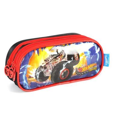 Imagem de Estojo Escolar Infantil Hot Wheels Carro Luxcel Menino Preto