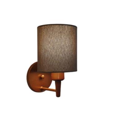 Imagem de Arandela Cilíndrica Md-2009 Base Cobre Cúpula Em Tecido 14x15cm Caqui - Bivolt