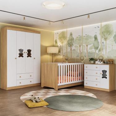 Imagem de Quarto de Bebê Completo com Berço Americano 3 em 1 Teddy Multimóveis MP4644