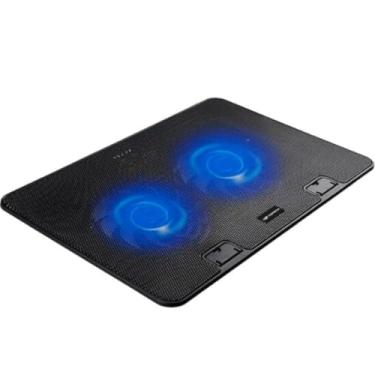 Imagem de Base para Notebook com 2 Ventiladores LED Azul, Suporte Refrigerador para Laptop, Cooler Duplo com Iluminação, Base de Resfriamento