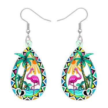 Imagem de DOWAY Brincos de palmeira de coco verde pendurados, brincos de planta tropical de lágrima de acrílico joias de praia presentes havaianos para mulheres amantes de praia, Medium, Acrílico, Sem pedra