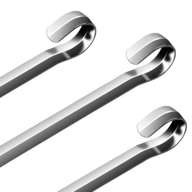 Imagem de Espetos de Kabob de 35,8 cm de aço inoxidável para churrasco de aço inoxidável, conjunto de espetos de grelhar largos reutilizáveis para carne camarão vegetal, conjunto de 10 com caixa cilíndrica