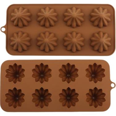 Imagem de EPYHREHM Conjunto de 2 moldes de silicone para chocolate com 8 cavidades Modak