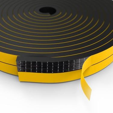 Imagem de Faixa de vedação de porta de decapagem climática, fita de espuma autoadesiva, tira de vedação contra clima, para vedação de lacuna, 1,27 cm x 1,27 cm x 7 m, preta