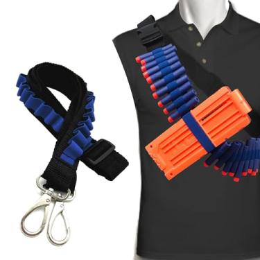 Imagem de WALWAL Elite Tactical Toy Bullet Bandolier, suporte de dardo ajustável de alta capacidade compatível com Nerf Elite Blasters - Acessório de jogo de munição de espuma com corda elástica (apenas