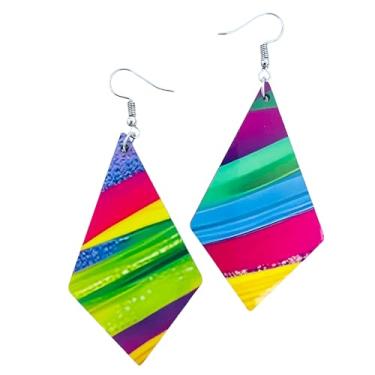 Imagem de Brincos de Mardi Gras para Mulheres - Moda Festiva para Celebrações de Carnaval - Joias de Mardi Gras - Brincos verdes, dourados e roxos para desfile de Carnaval - Joias de Carnaval - Joias de Nova Orleans, Madeira, Sem pedra preciosa