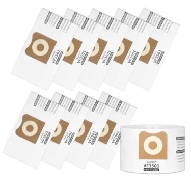 Imagem de Gudotra 10 pacotes de sacos de vácuo VF3501 compatíveis com sacos de vácuo Ridgid Shop 3, 4 e 4,5 galões tamanho rígido C sacos de substituição peça 23738 WS32045F